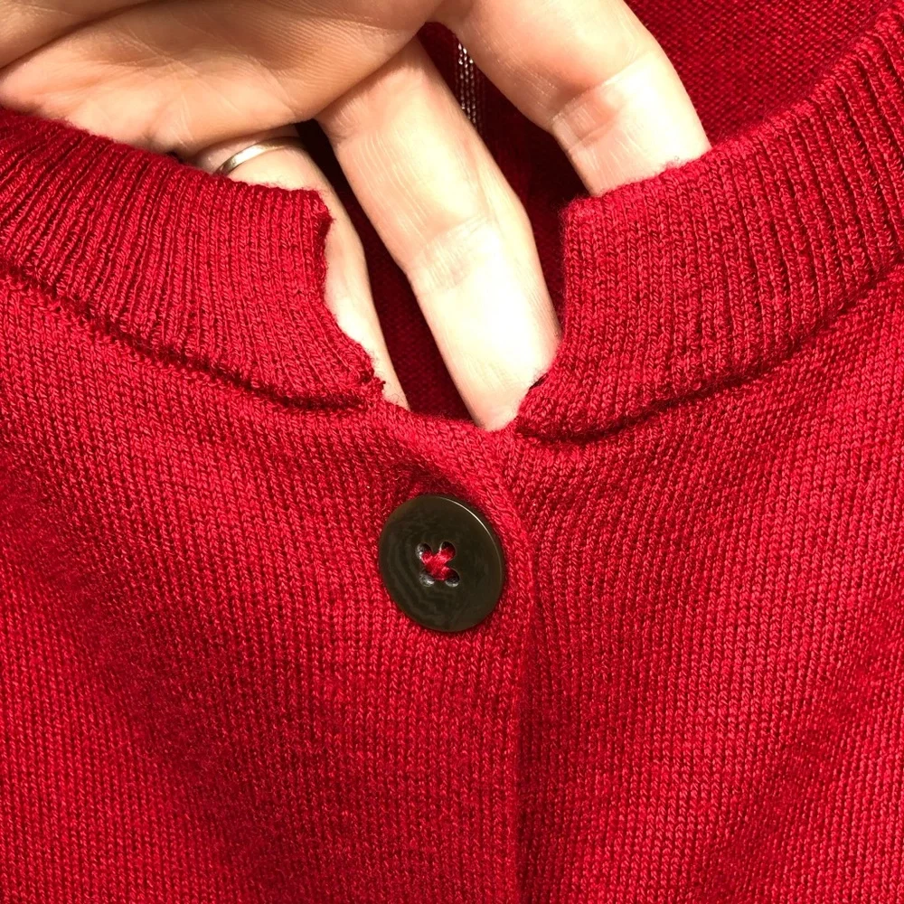 J. Jill Wool Blend Cardigan Size 2X Red Button Front Side Slits Patch Pockets - Picture 6 of 14